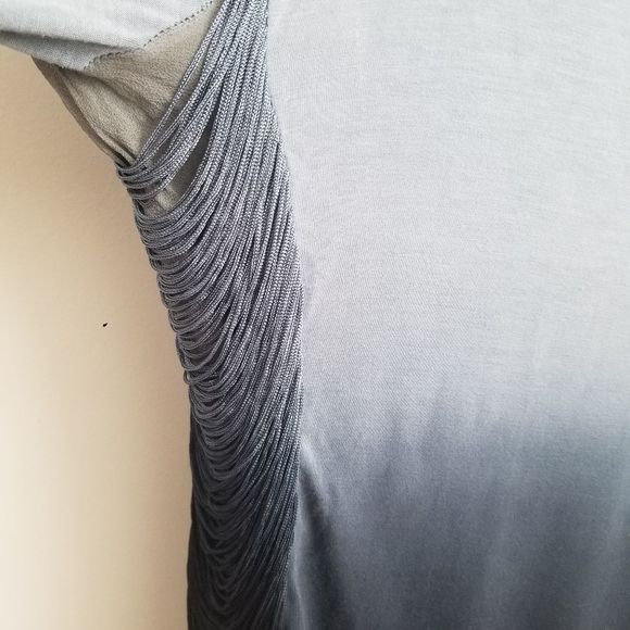 *SOLD* YOUNG FABULOUS & BROKE | ombre dress fringes silk navy blue sz S - Picture 2 of 11